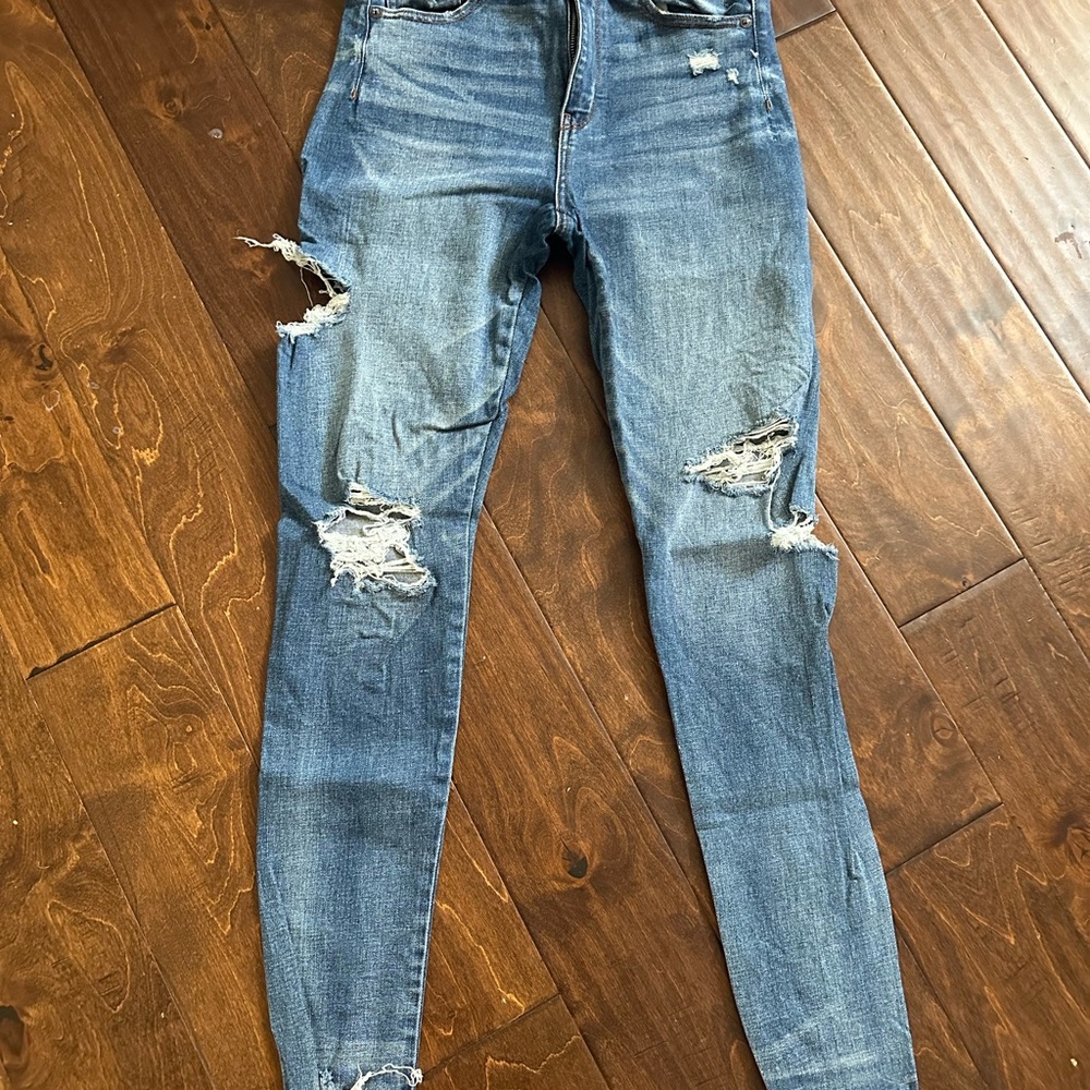 American Eagle Outfitters Ripped Skinny Jeans in Blue